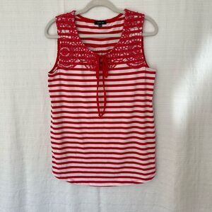 Verve Ami Sleeveless Top Red Print Crew Neck Tops Women's Sz M